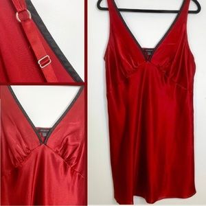 Red Satin Chemise Camisole Slip Jones New York Christmas Holiday Valentine’s